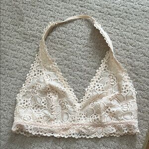 Aerie Cream Lace Halter Bralette